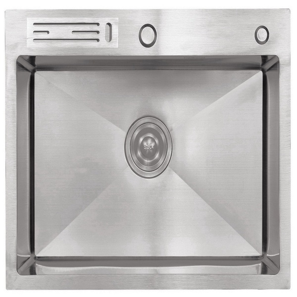 Мийка для кухні із нержавіючої сталі квадратна LIDZ 500x500x215мм матова 1мм із сифоном LIDZLH5050TBRU3010