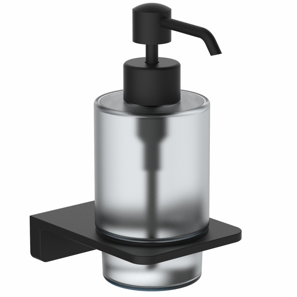 Дозатор для жидкого мыла VOLLE SOLO настенный на 250мл округлый стеклянный черный 2510.230104
