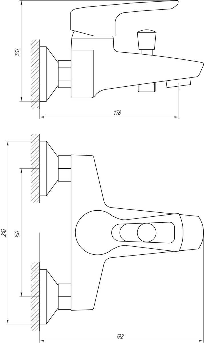 Кран для ванної одновентильний із коротким носиком GLOBUS LUX SEVA -GLSV-0102 хром латунь 000008766
