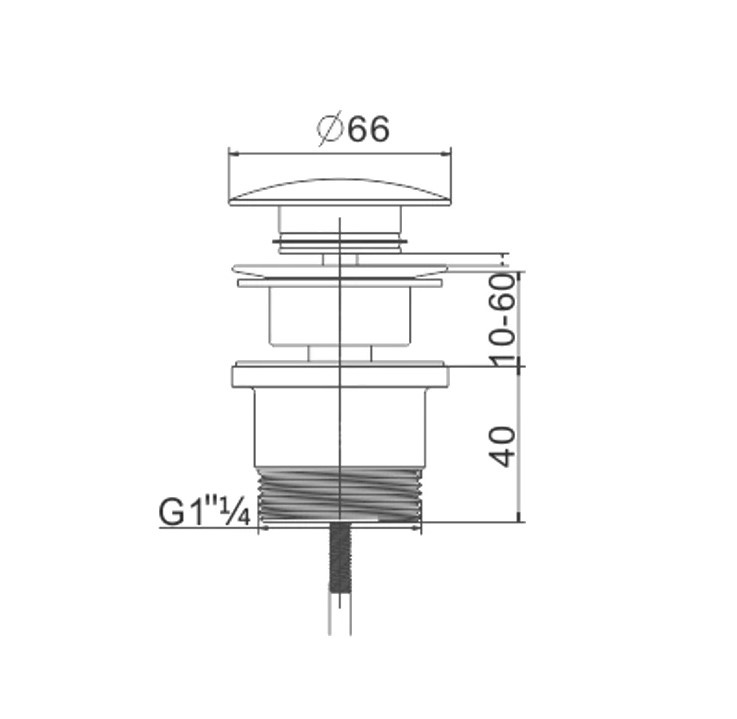 Донный клапан нажимной для раковины MEXEN 66мм универсальный латунь 1 1/4" глянцевый черный MEX-79930-70