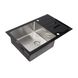 Мойка для кухни из нержавеющей стали прямоугольная PLATINUM Germece Handmade Black Glass 780x510x200мм глянцевая 1мм черная с сифоном PLS-A28505 2 из 5