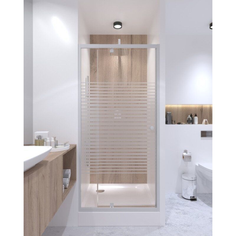 Двері для душової ніші Q-TAP Pisces / Unisquare скляні розпашні з піддоном 200x80см матові 5мм профіль білий PISWHI2089CP5UNIS308815