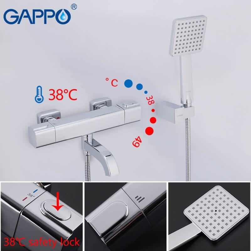 Cмеситель для ванны термостатический GAPPO хром латунь G3291