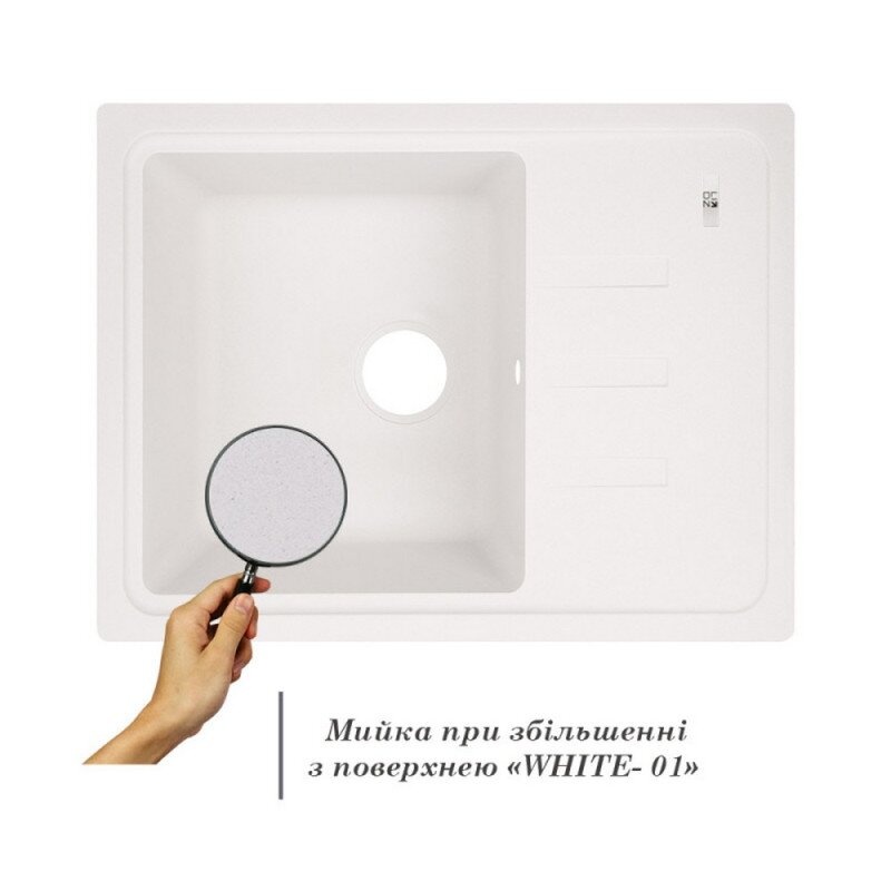 Кухонна мийка керамічна прямокутна LIDZ WHI-01 435мм x 620мм білий без сифону LIDZWHI01620435200