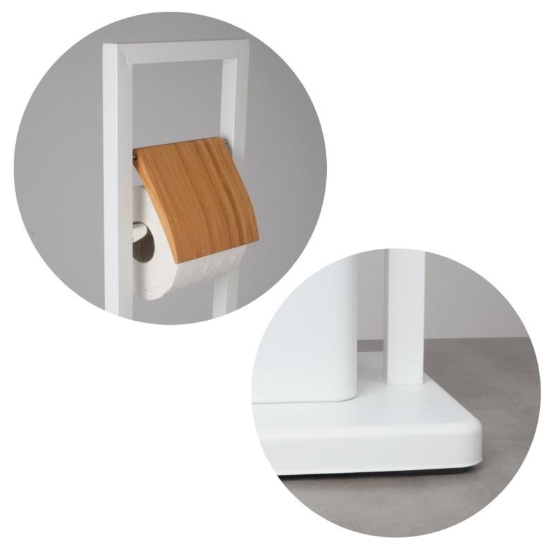 Йоржик для унітазу підлоговий з тримачем туалетного паперу YOKA прямокутний із нержавіючої сталі білий PD.BARCA-WHT