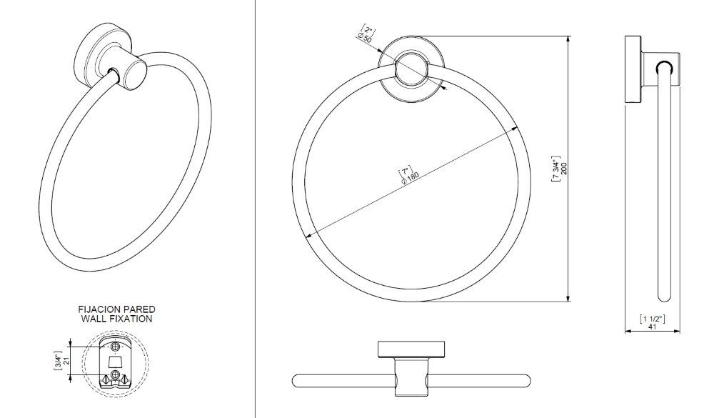 Держатель-кольцо для полотенец SONIA Tecnoproject 117031 180мм округлый металлический хром