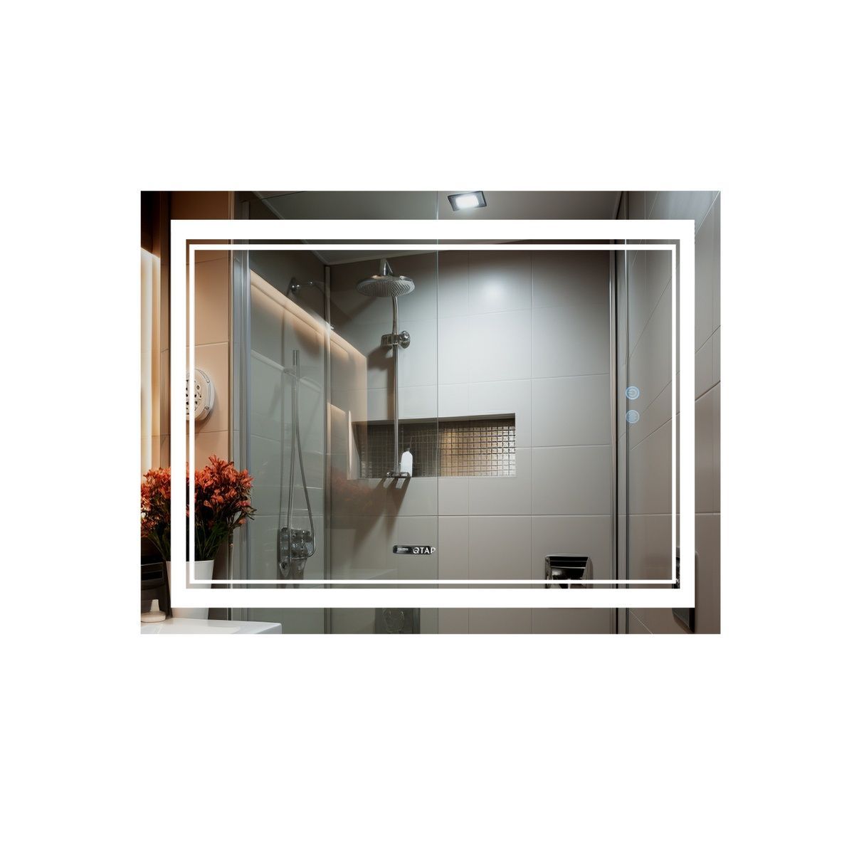 Зеркало в ванную Q-TAP Cardinal 80x120см c подсветкой сенсорное включение антизапотевание прямоугольное QT0478C12080