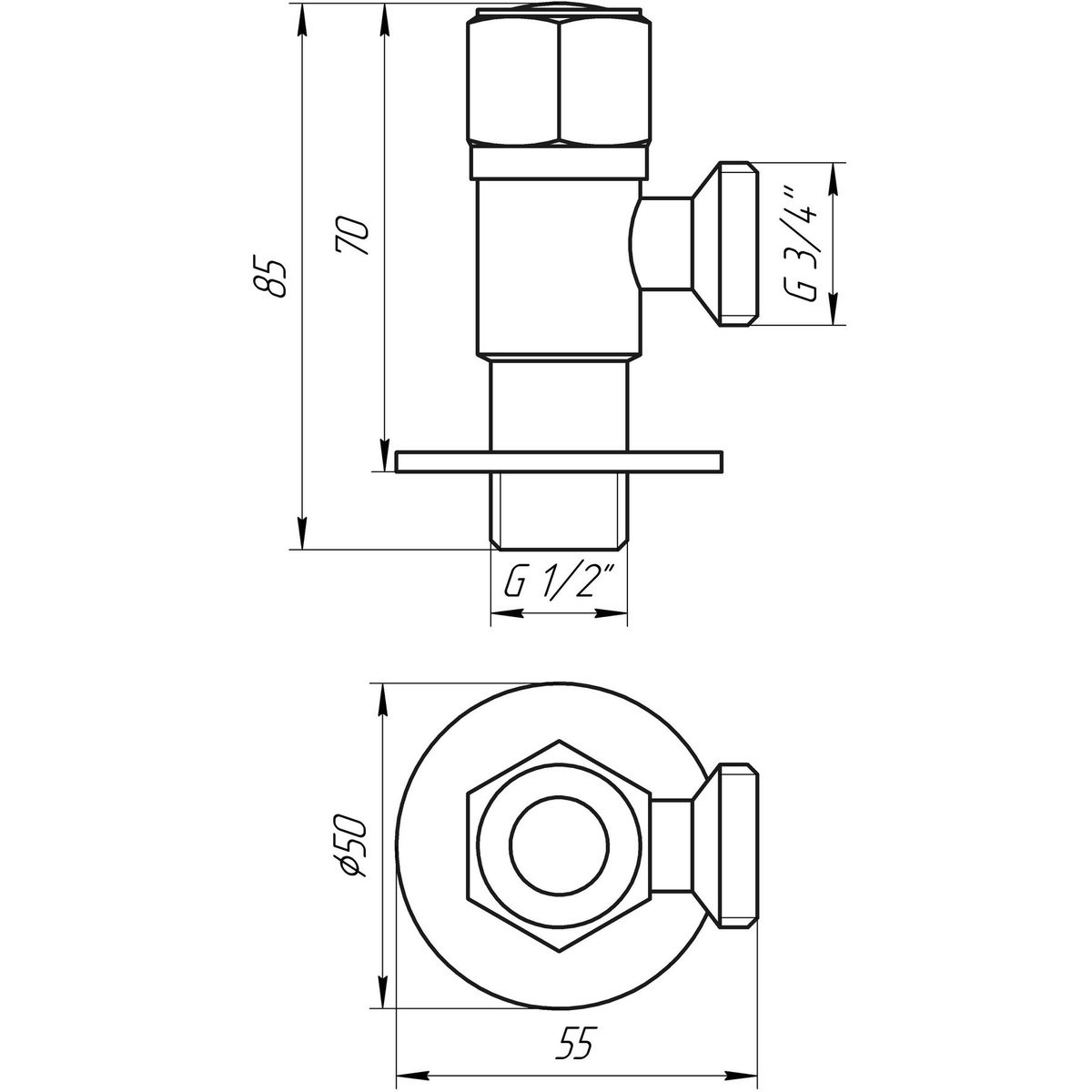 Кран шаровой бытовой QUALITY PROFESSIONAL NV-QP888 угловой 1/2"x3/4" нр-нр 000017671