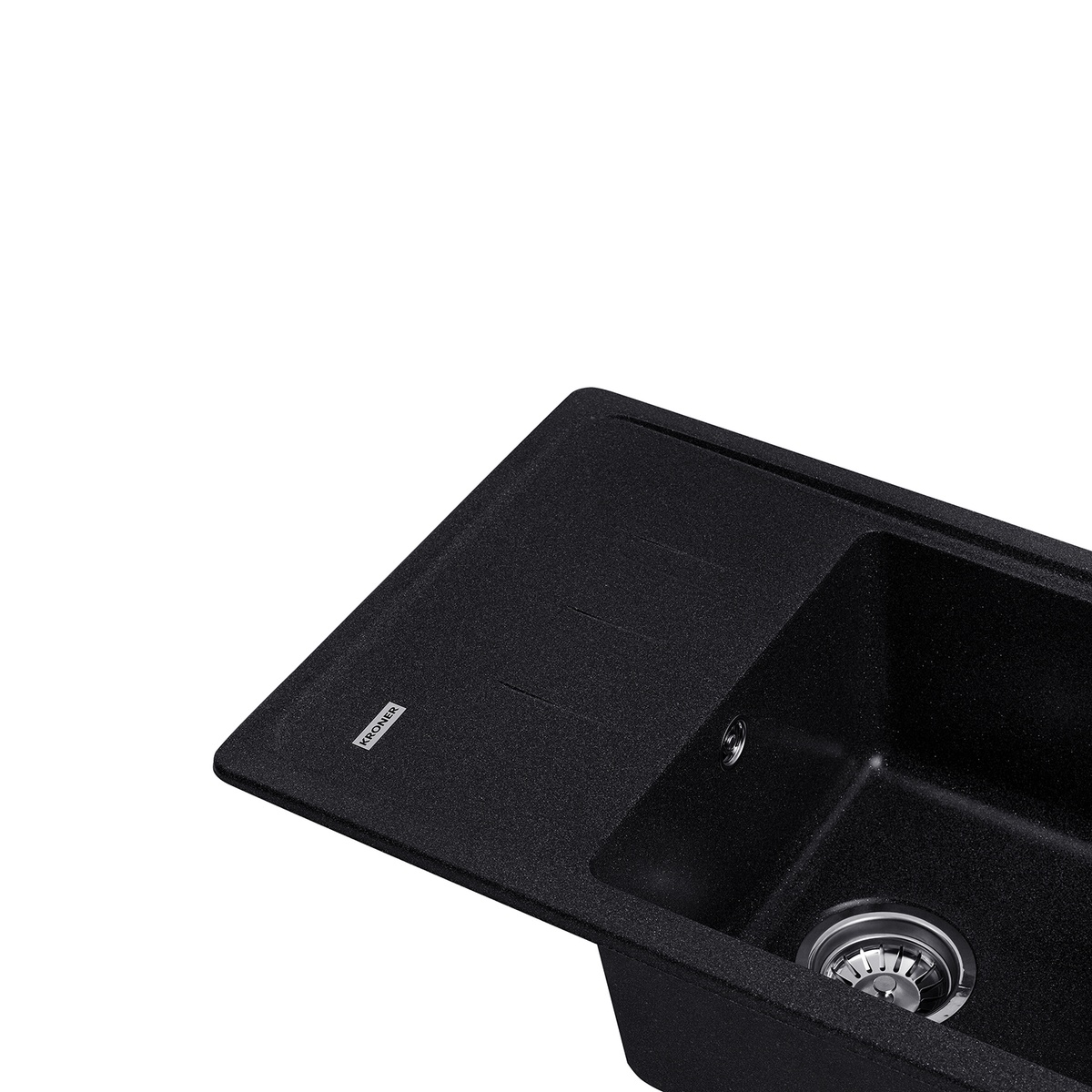 Мийка для кухні гранітна прямокутна KRONER KRP Komposit SCH-6243 620x430x220мм із сифоном чорна CV031065