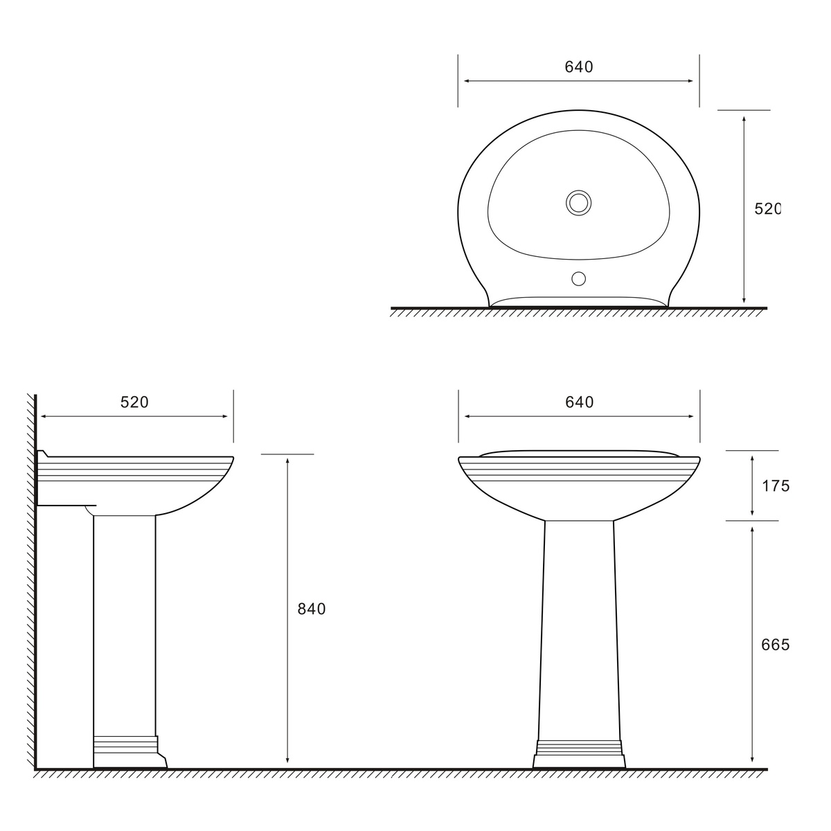 Умывальник подвесной для ванны 640мм x 520мм VOLLE BARCO белый полукруглая 13-88-602