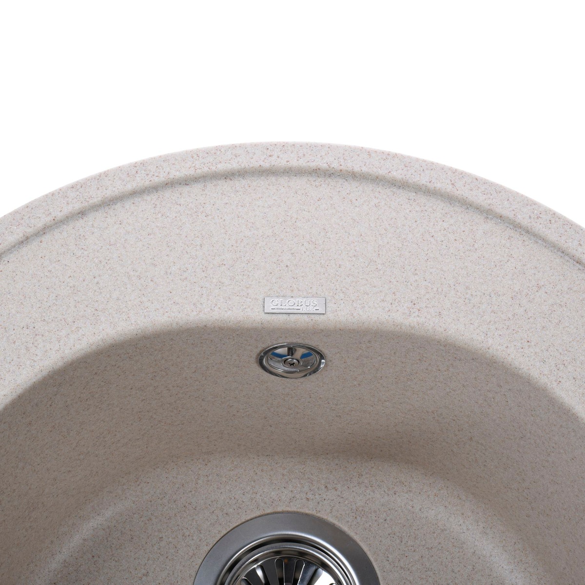 Кухонная мойка керамогранитная круглая GLOBUS LUX MARTIN 510мм x 510мм бежевый без сифона 000021071