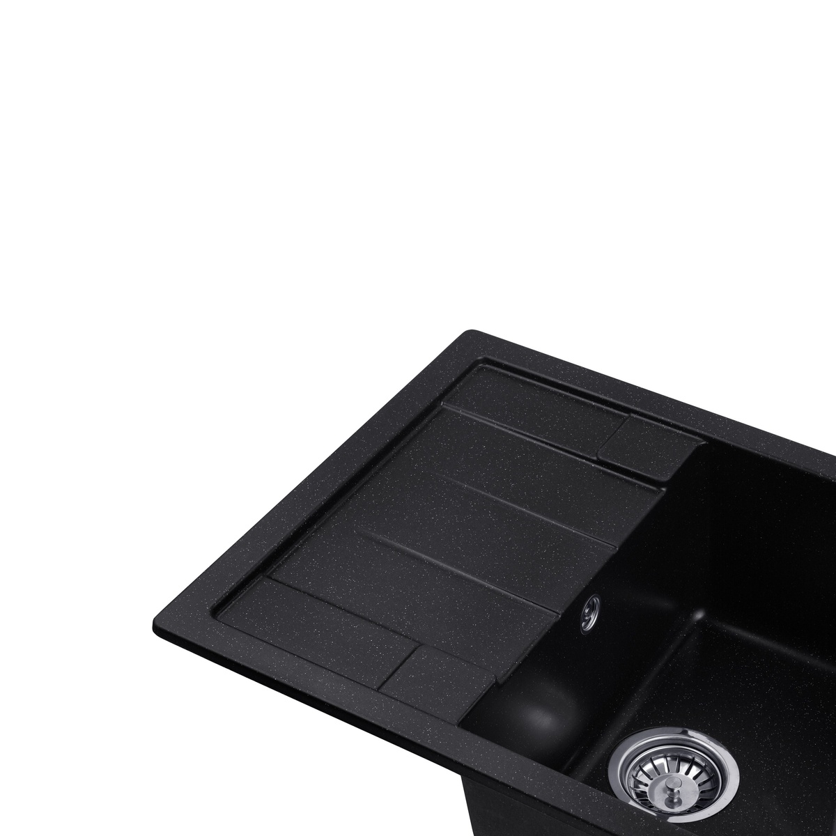 Мойка для кухни гранитная прямоугольная KRONER Komposit 650x500x220мм черная с сифоном CV027409