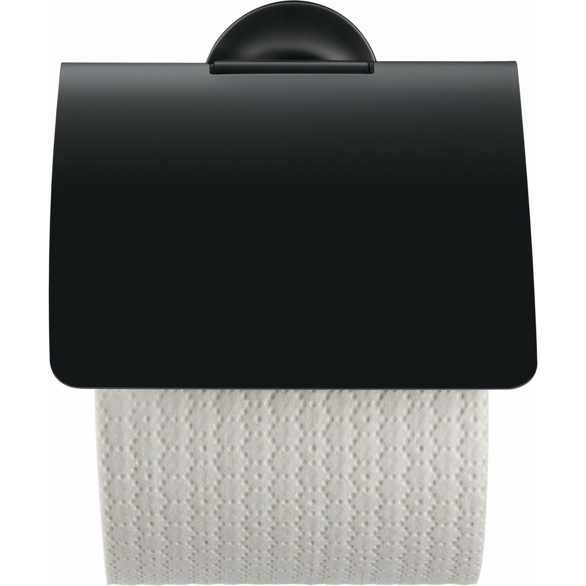 Тримач для туалетного паперу із кришкою DURAVIT Starck T округлий металевий чорний 0099404600