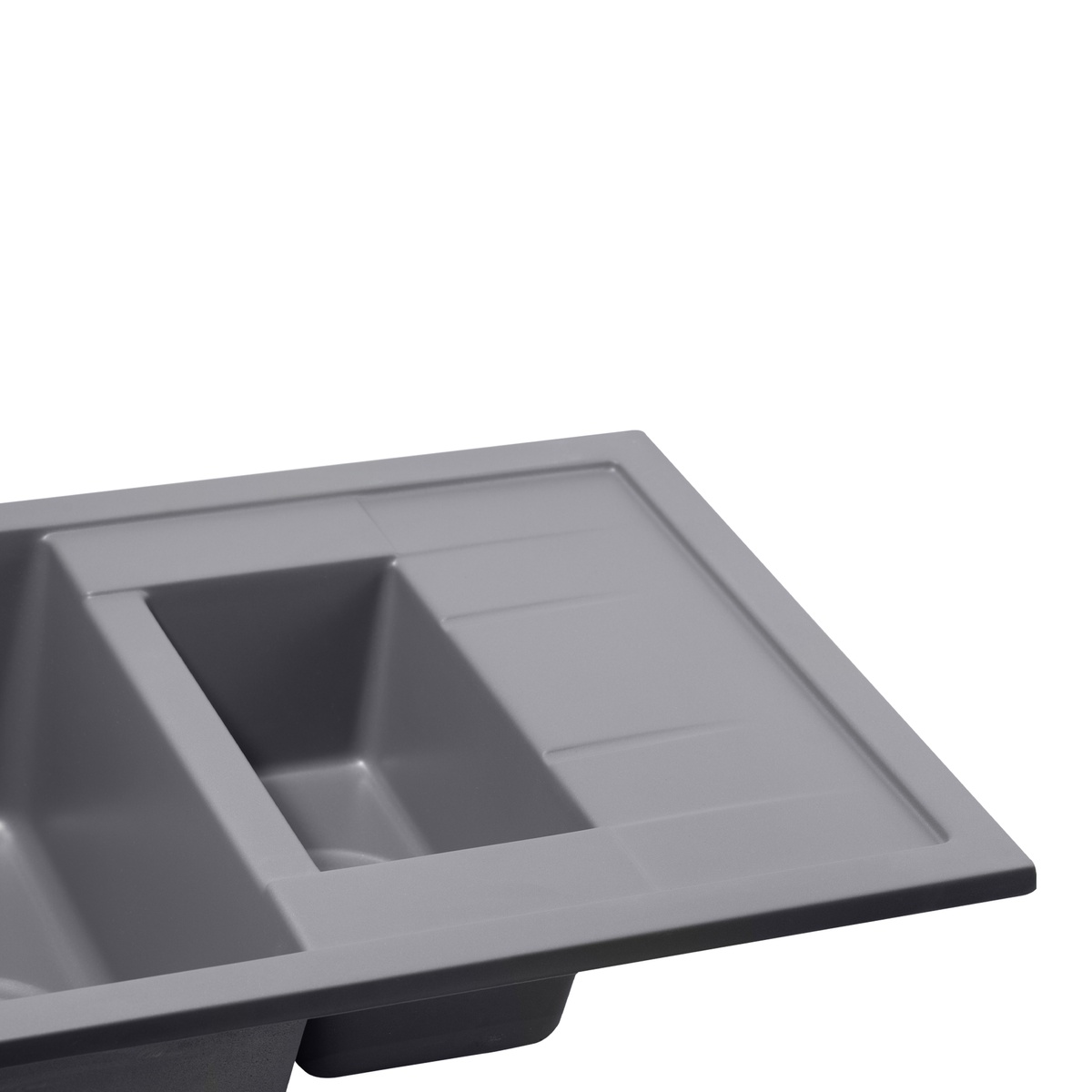 Мойка на кухню из искусственного камня прямоугольная Q-TAP CS 485мм x 755мм серый на полторы чаши без сифона QT7648GRE471
