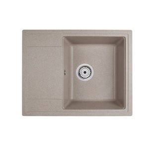 Мийка для кухні Q-TAP гранітна CS 6450 630x495мм прямокутна врізна із сифоном бежева QT6450BEI551