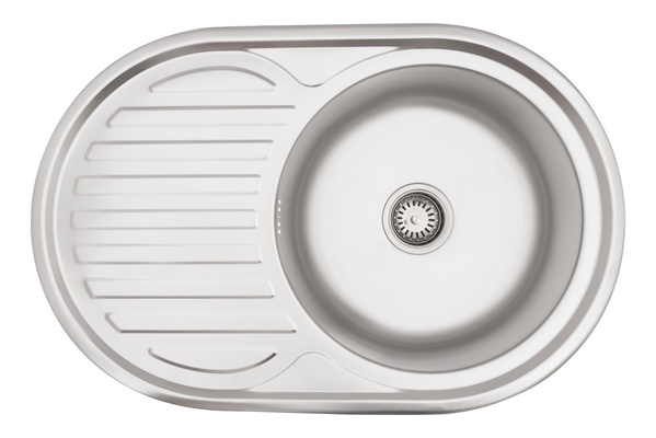 Мийка для кухні із нержавіючої сталі овальна KRONER KRP 770x500x180мм матова 0.8мм із сифоном CV022788