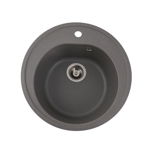 Мийка для кухні гранітна кругла PLATINUM 510 LUNA 510x510x190мм без сифону сіра PLS-A25063