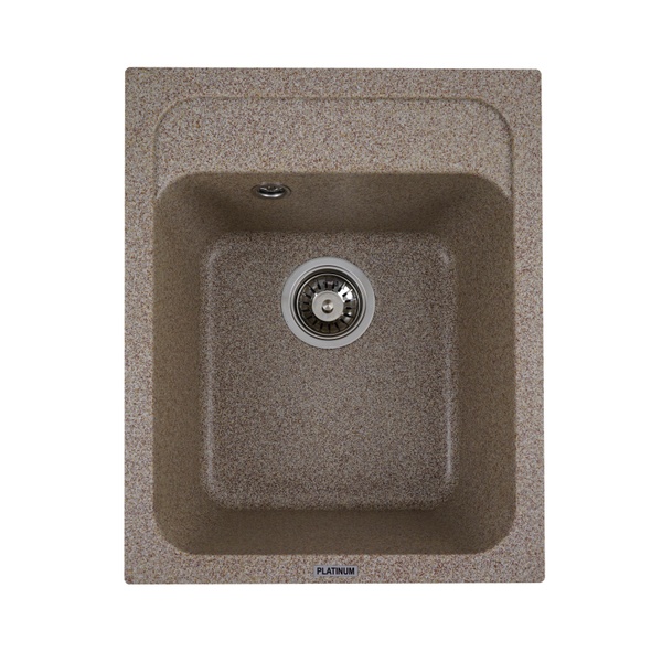 Мийка для кухні гранітна прямокутна PLATINUM 4050 KORRADO 400x500x200мм без сифону бежева PLS-A25136