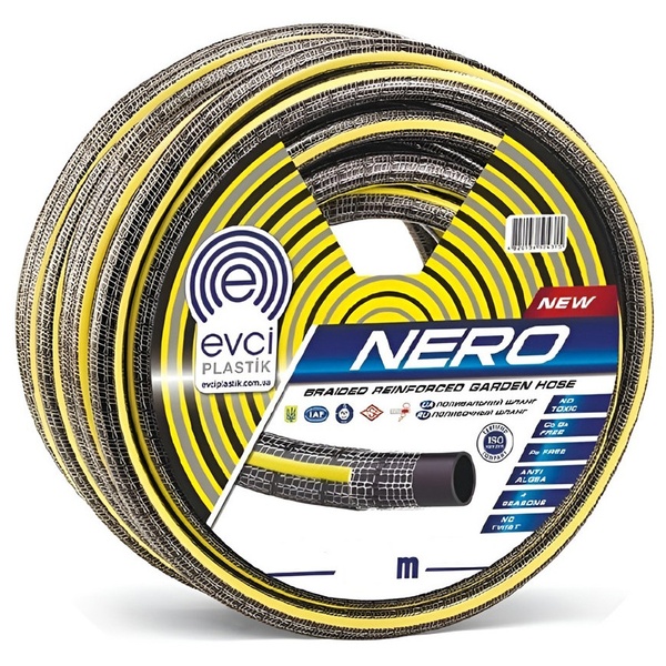 Шланг для полива EVCI Plastik Nero ПВХ Ø3/4", пятислойный, армированный, бухта 50м.