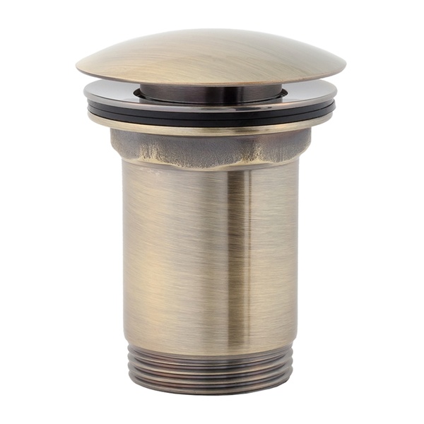 Донний клапан натискний для раковини OMNIRES із переливом метал 1 1/4" матований бронзовий A706BR