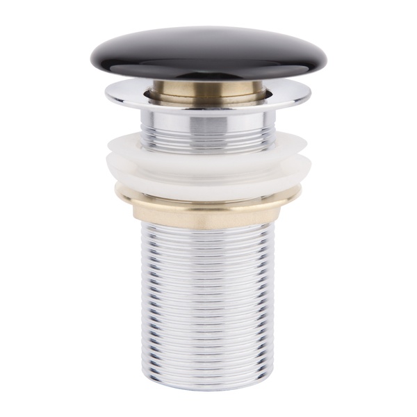 Донний клапан натискний для раковини Q-TAP без переливу керамічний 1 1/4" глянцевий чорний QTBLAF009
