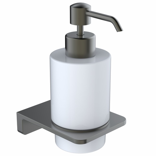Дозатор для жидкого мыла VOLLE SOLO настенный на 250мл округлый стеклянный черный 2510.230106