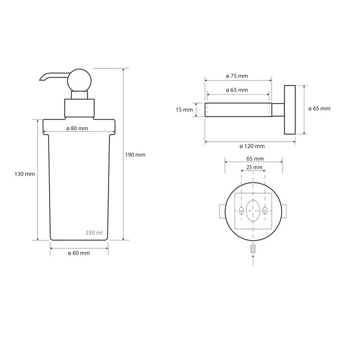 Дозатор для жидкого мыла BEMETA RETRO настенный на 230мл округлый стеклянный хром 144309012