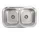 Мийка для кухні із нержавіючої сталі прямокутна PLATINUM 7848D 780x480x180мм мікротекстура 0.8мм на дві чаші із сифоном PLS-A523 1 з 5