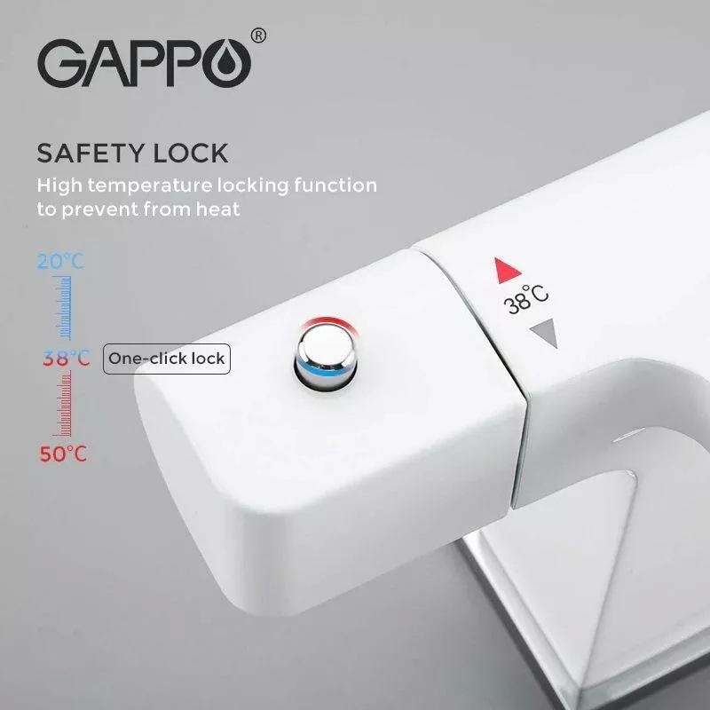 Змішувач для умивальника термостатичний GAPPO білий латунь G1007-50