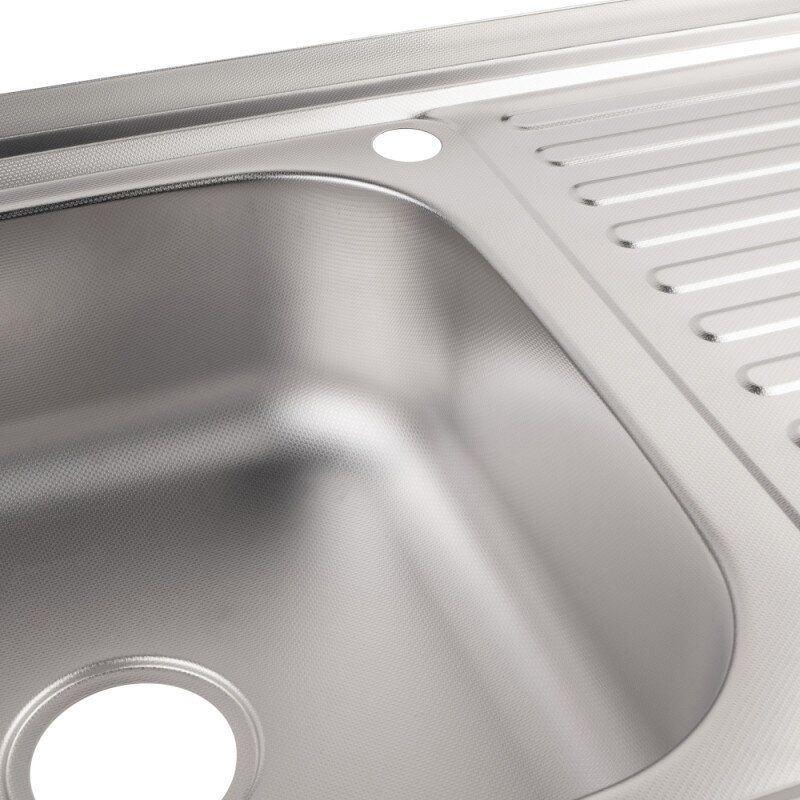 Мийка на кухню металева прямокутна накладна LIDZ 505мм x 800мм мікротекстура 0.8мм із сифоном LIDZ5080LDEC06