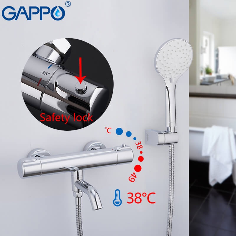 Змішувач у ванну із термостатом GAPPO G3290 хром силумін 1034043