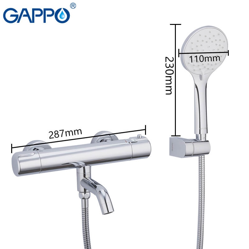 Cмеситель для ванны термостатный GAPPO G3290 хром силумин 1034043