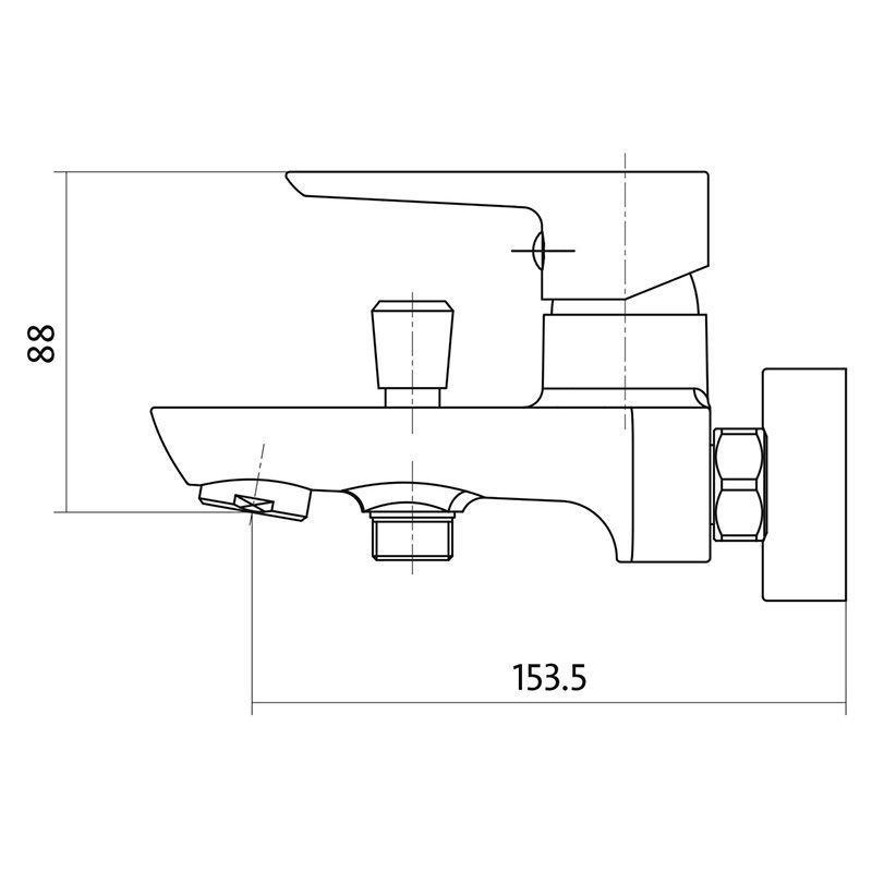 Кран для ванної одновентильний із коротким зливом CERSANIT MILLE CN S951-006 хром латунь 000016884