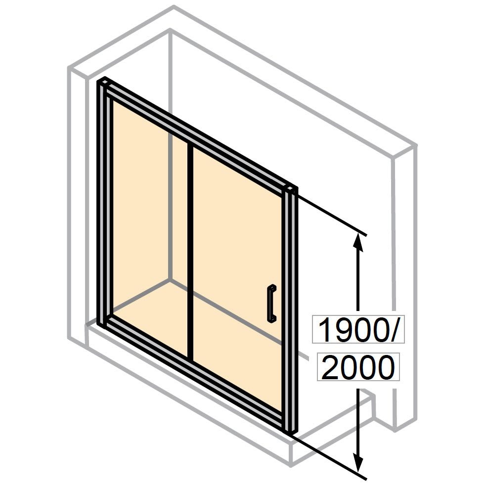 Двері скляні для душової ніші універсальні розсувні двосекційні HUPPE Classics 2 190x120см прозоре скло 6мм профіль хром C20402.069.321