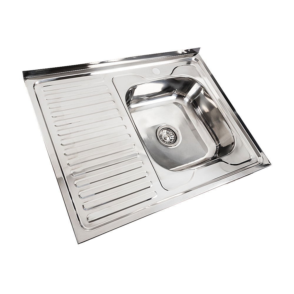 Мийка для кухні із нержавіючої сталі прямокутна накладна PLATINUM 8060 R 800x600x160мм глянцева 0.7мм із сифоном PLS-A583