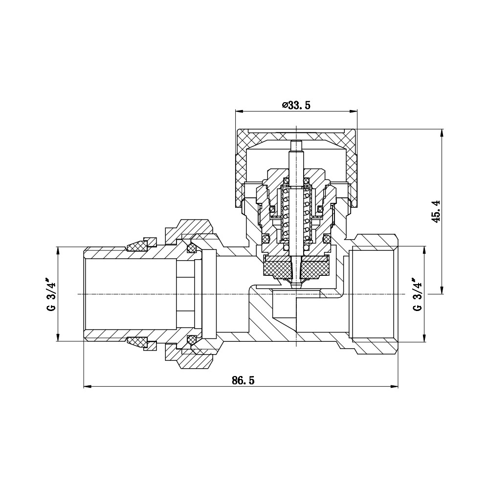 Термостатический радиаторный клапан SANDI FORTE прямой 3/4"x3/4" с американкой SF239W20