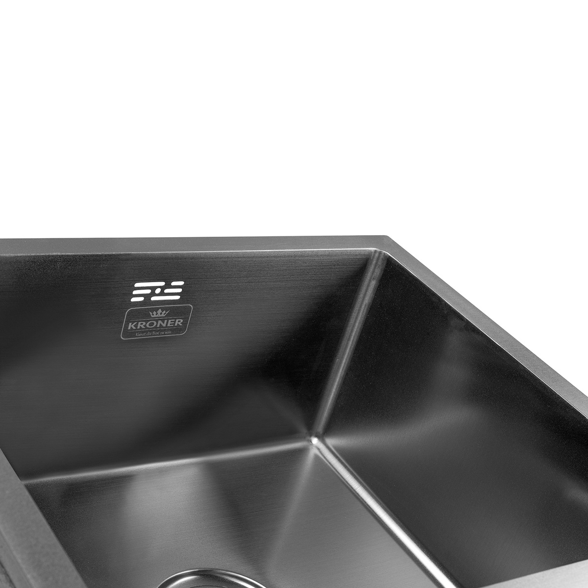 Мийка для кухні із нержавіючої сталі прямокутна KRONER KRP PVD Schwarze-4843HM 480x430x215мм матова 1мм чорна із сифоном CV022792