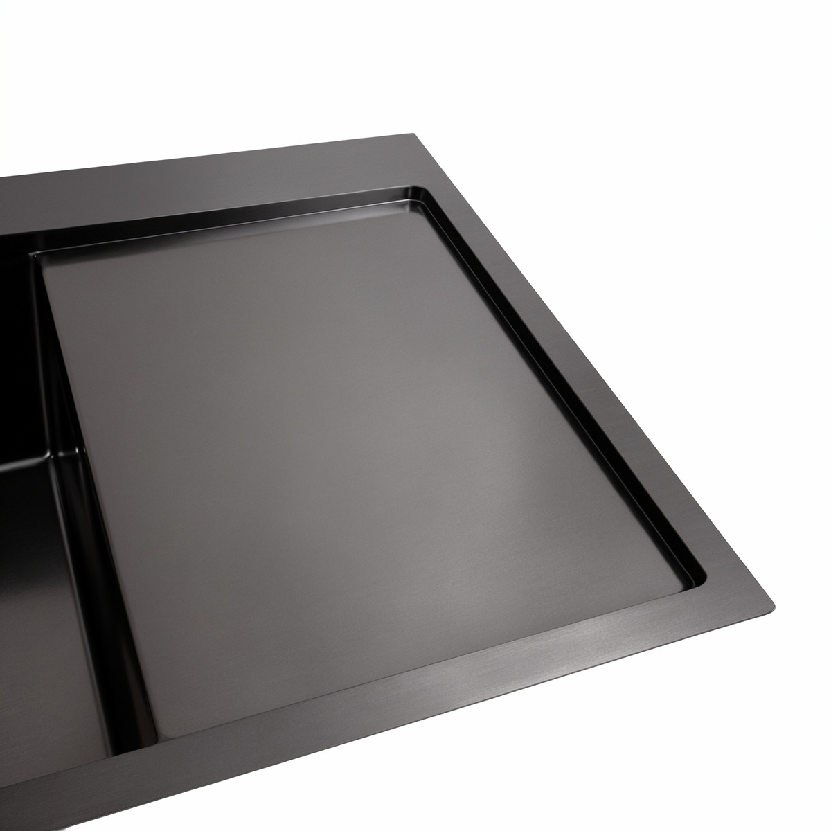 Мийка для кухні із нержавіючої сталі прямокутна PLATINUM Handmade PVD 780x500x230мм матова 1мм чорна без сифону PLS-A37035