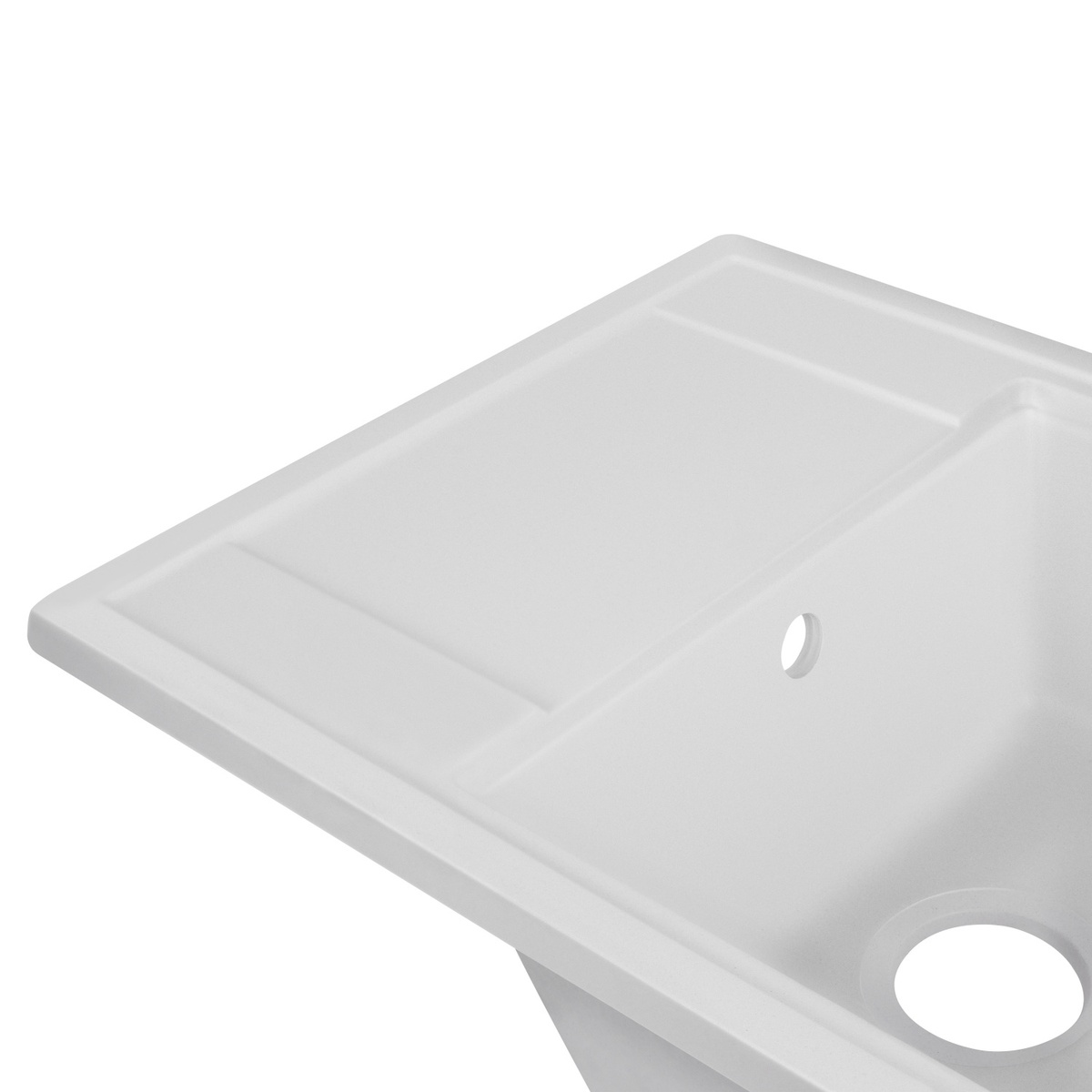 Мийка на кухню гранітна прямокутна Q-TAP CS 6450 630x495мм біла із сифоном QT6450WHI650