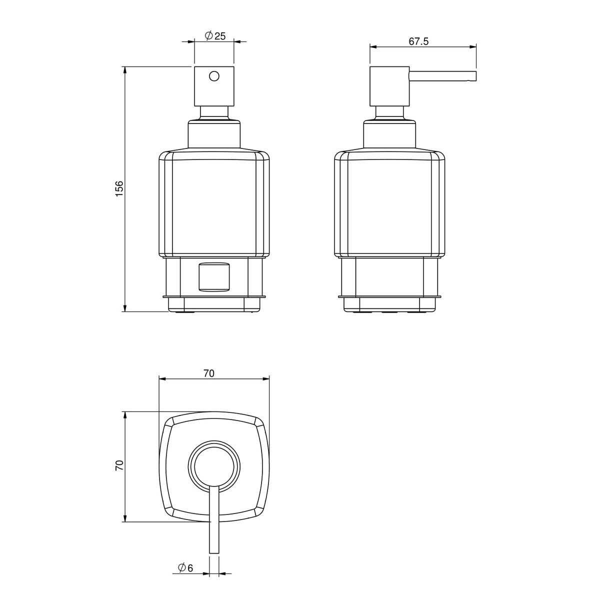 Дозатор для жидкого мыла настольный VOLLE TEO хром 300мл стекло 15-88-121