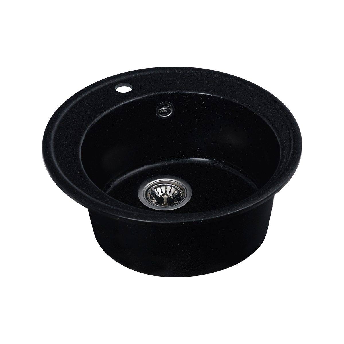 Мийка для кухні гранітна кругла PLATINUM 510 YARA 510x510x180мм без сифону чорна PLS-A24817
