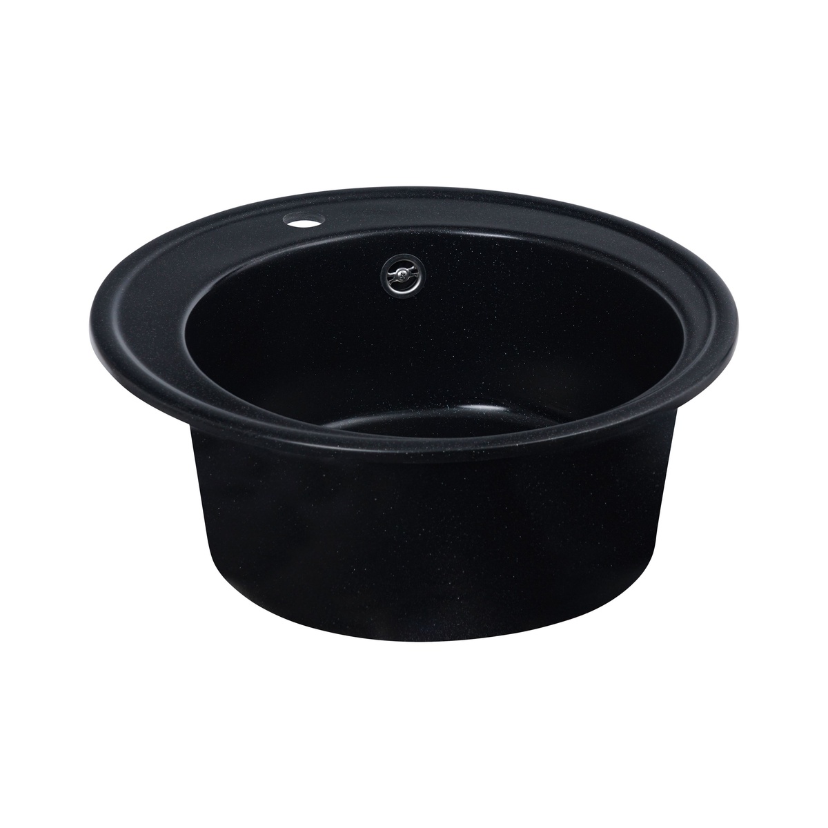 Мийка для кухні гранітна кругла PLATINUM 510 YARA 510x510x180мм без сифону чорна PLS-A24817