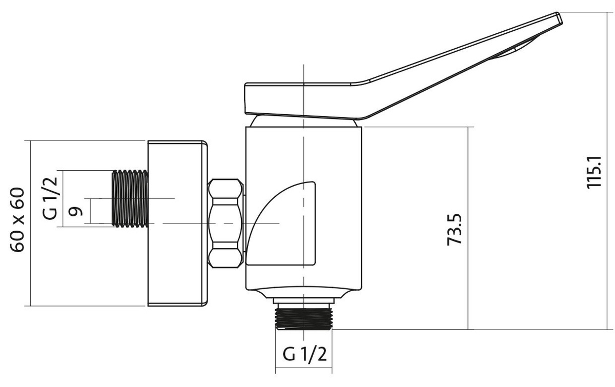 Кран в душ одновентильный CERSANIT CROMO CN S951-036 хром латунь без душевого набора 000016890