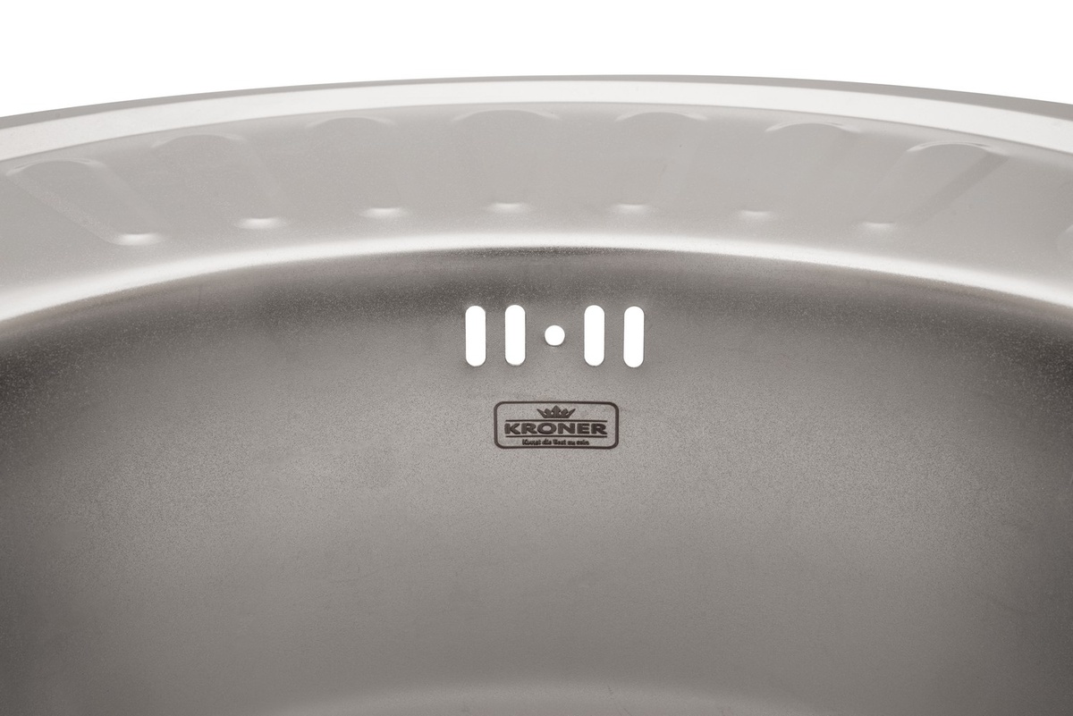 Мийка для кухні із нержавіючої сталі овальна KRONER KRP 570x450x180мм матова 0.8мм із сифоном CV022775