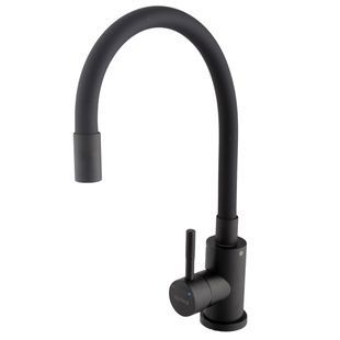 Cмеситель для кухни однорычажный с гибким изливом GLOBUS LUX ALPEN SBT1-203SB-BB черный нержавеющая сталь 000025761