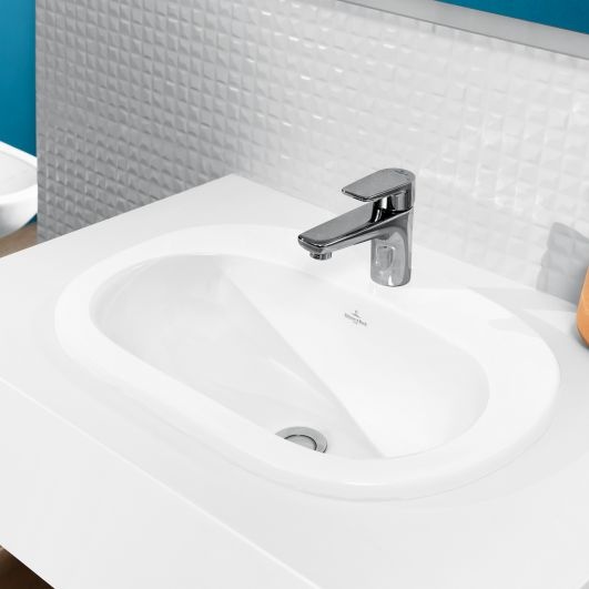 Раковина врізна для ванної на стільницю 560мм x 405мм VILLEROY&BOCH O.NOVO білий овальна 41615601