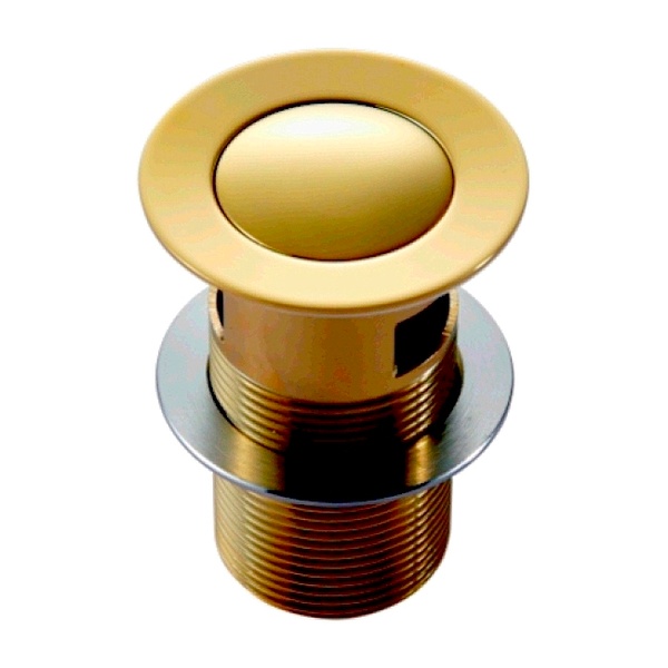 Донний клапан Click-Clack для раковини IMPRESE 38мм із переливом латунь 1 1/4" глянцевий золотий PP280zlato