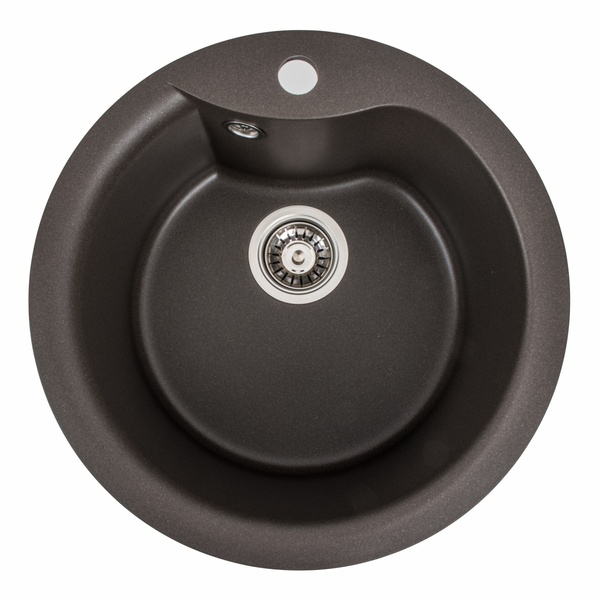 Мийка для кухні гранітна кругла PLATINUM 480 TURAS 480x480x220мм без сифону коричнева PLS-A39604