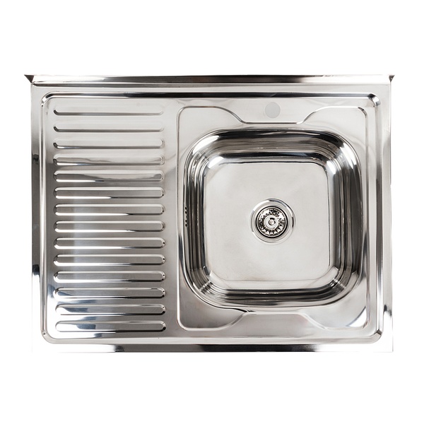 Мийка для кухні із нержавіючої сталі прямокутна накладна PLATINUM 8060 R 800x600x160мм глянцева 0.7мм із сифоном PLS-A583