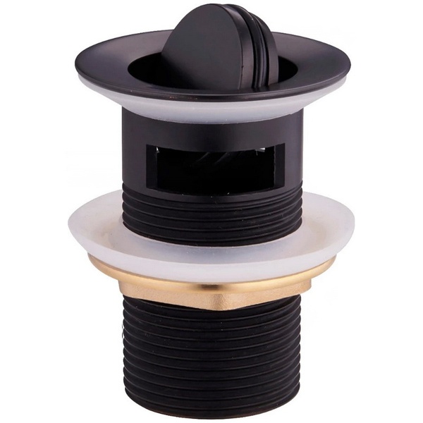 Донный клапан нажимной для раковины MEXEN с переливом латунь 1 1/4" глянцевый черный MEX-79923-70